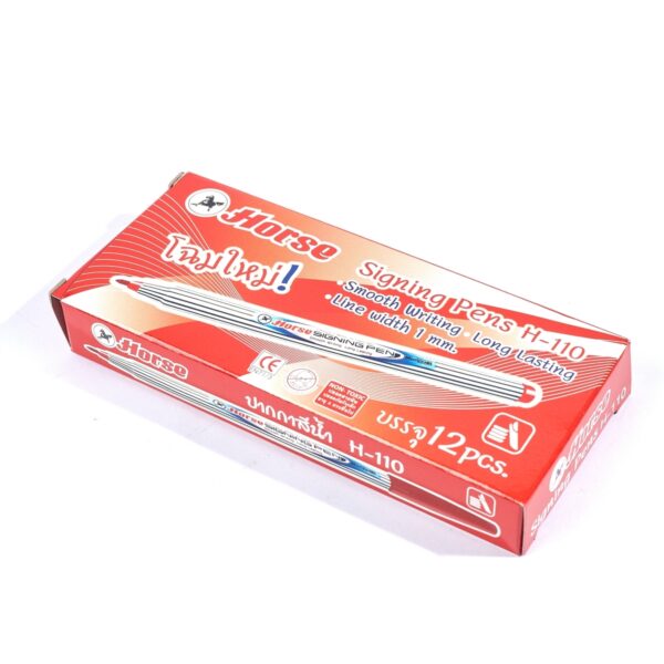 ตราม้า ปากกาเมจิก ปากกาสีน้ำ หัวแหลม สีแดง รุ่น H-110 (บรรจุ 12 ด้าม/กล่อง)