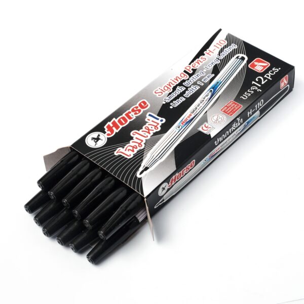 -HORSE-H251-0045-4 ตราม้า ปากกาเมจิก ปากกาสีน้ำ หัวแหลม สีดำ รุ่น H-110 (บรรจุ 12 ด้าม/กล่อง)