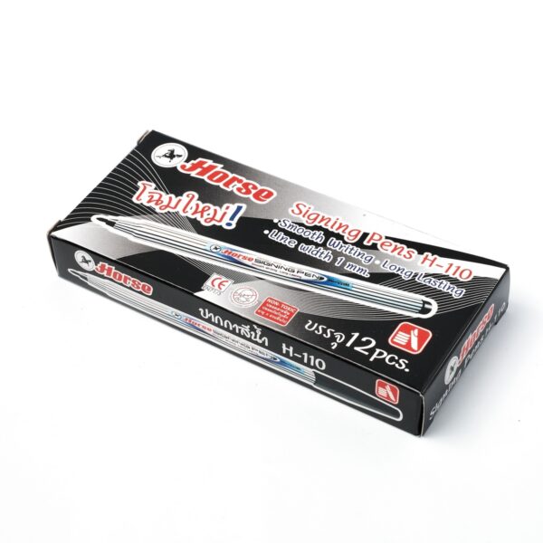 -HORSE-H251-0045-5 ตราม้า ปากกาเมจิก ปากกาสีน้ำ หัวแหลม สีดำ รุ่น H-110 (บรรจุ 12 ด้าม/กล่อง)