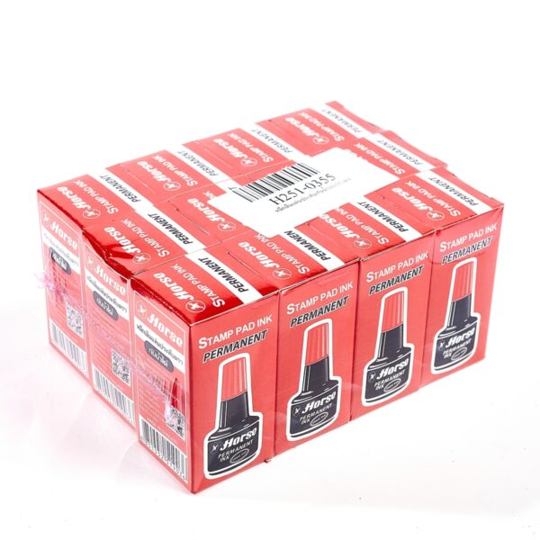 HORSE-H251-0355-1 ตราม้า หมึกเติมแท่นประทับ ชนิดกันน้ำ สีแดง ขนาด 30 cc.