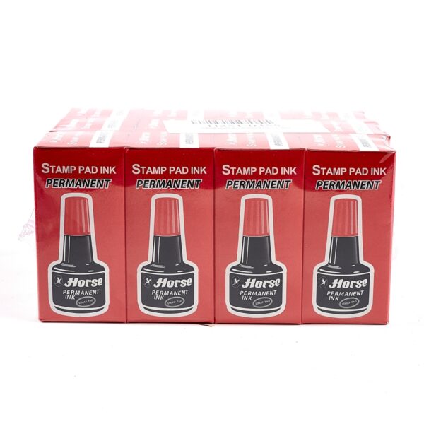 -HORSE-H251-0355-2 ตราม้า หมึกเติมแท่นประทับ ชนิดกันน้ำ สีแดง ขนาด 30 cc. แห้งสนิท สีสวย คมชัด และติดทน