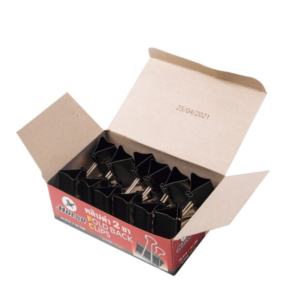 -HORSE-H251-1005-4 ตราม้า คลิปดำ คลิปหนีบกระดาษ No.414/No.108 ขนาด 2 นิ้ว 50 มม. (บรรจุ 12 ตัว/กล่อง)