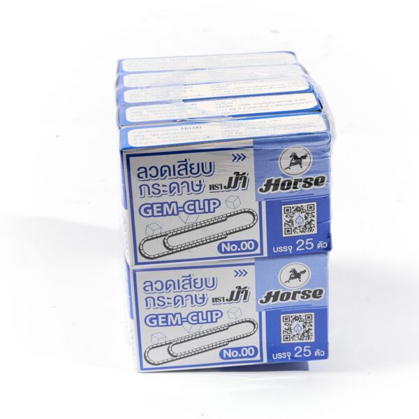 HORSE-H251-1055-2 ตราม้า คลิปหนีบกระดาษ เบอร์ 00 ชนิดกลม ขนาด 50 มม. ลวดเสียบกระดาษ