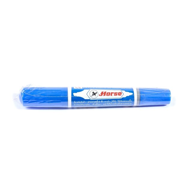 -HORSE-H251-0005-2 ตราม้า ปากกาเคมี 2 หัว สีน้ำเงิน หมึกกันน้ำ (บรรจุ 12 ด้าม/กล่อง)