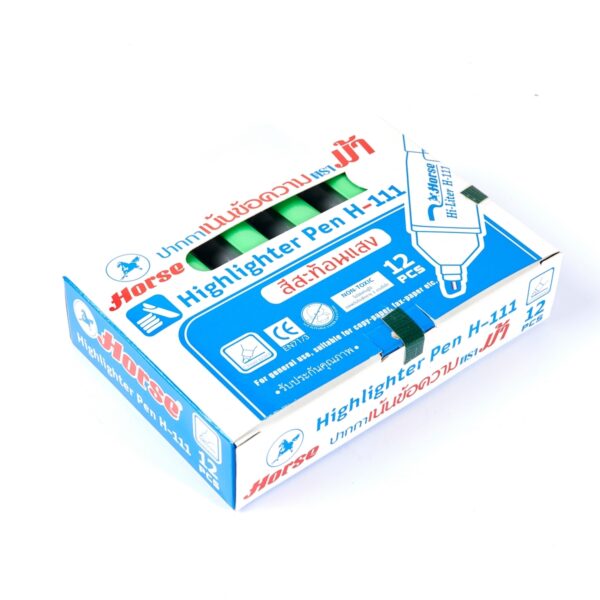 ตราม้า ปากกาเน้นข้อความ ชนิดหัวตัด รุ่น: H-111 สีเขียว
