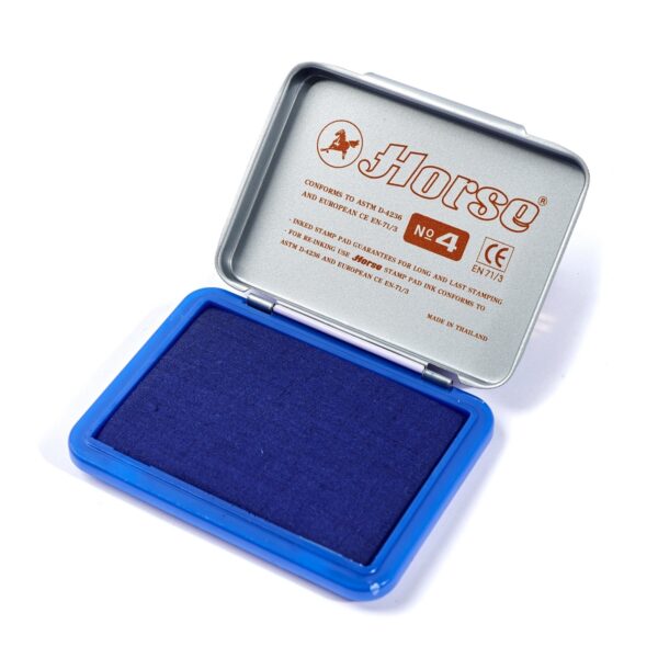 HORSE-H251-0105-1 ตราม้า แท่นประทับตรา หมึกสีน้ำเงิน เบอร์ 4 กว้าง 4.8 x ยาว 7 ซม.