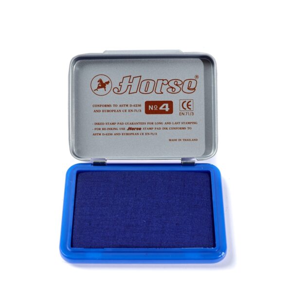 -HORSE-H251-0105-2 ตราม้า แท่นประทับตรา หมึกสีน้ำเงิน เบอร์ 4 กว้าง 4.8 x ยาว 7 ซม.