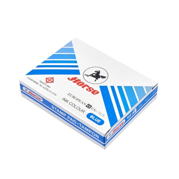 -HORSE-H251-0105-4 ตราม้า แท่นประทับตรา หมึกสีน้ำเงิน เบอร์ 4 กว้าง 4.8 x ยาว 7 ซม.