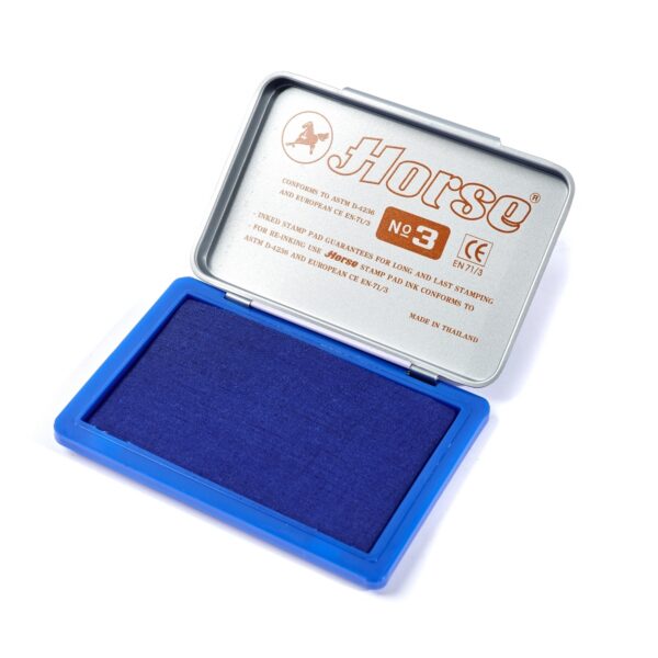 HORSE-H251-0110-1 ตราม้า แท่นประทับตรา หมึกสีน้ำเงิน เบอร์ 3 กว้าง 5.4 x ยาว 8.5 ซม.