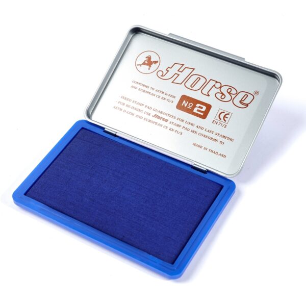 HORSE-H251-0115-1 ตราม้า แท่นประทับตรา หมึกสีน้ำเงิน เบอร์ 2 กว้าง 7 x ยาว 11 ซม.