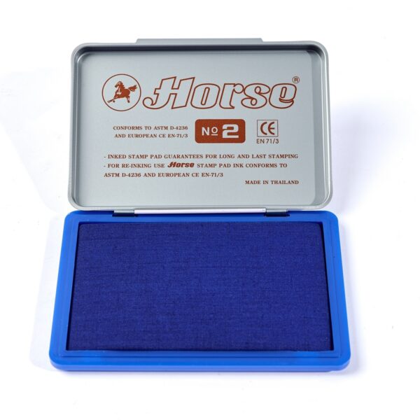 -HORSE-H251-0115-2 ตราม้า แท่นประทับตรา หมึกสีน้ำเงิน เบอร์ 2 กว้าง 7 x ยาว 11 ซม.