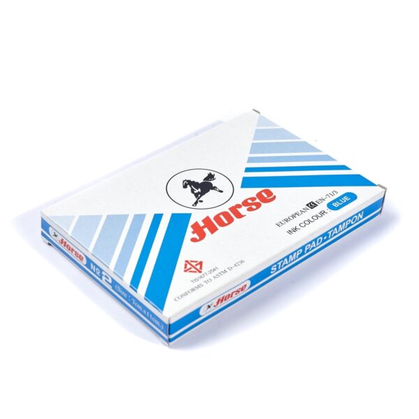 -HORSE-H251-0115-4 ตราม้า แท่นประทับตรา หมึกสีน้ำเงิน เบอร์ 2 กว้าง 7 x ยาว 11 ซม.