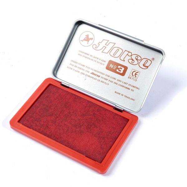 HORSE-H251-0125-1 ตราม้า แท่นประทับตรา หมึกสีแดง เบอร์ 3 กว้าง 5.4 x ยาว 8.5 ซม.