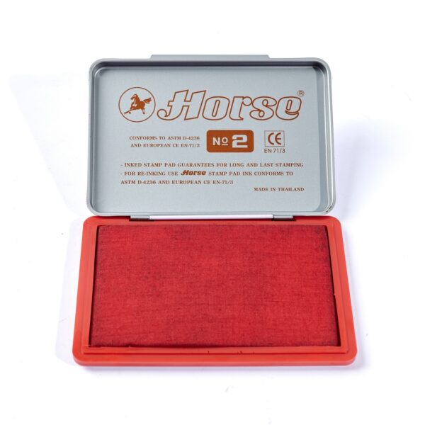 -HORSE-H251-0130-2 ตราม้า แท่นประทับตรา หมึกสีแดง เบอร์ 2 กว้าง 7 x ยาว 11 ซม.