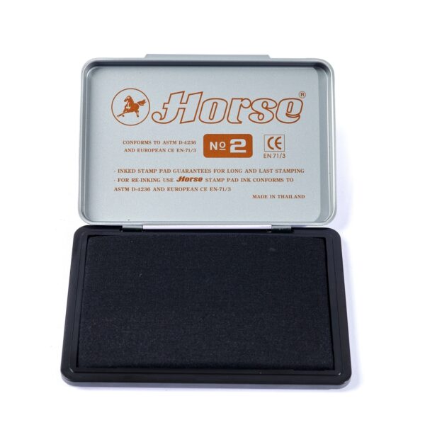 -HORSE-H251-0145-2 ตราม้า แท่นประทับตรา หมึกสีดำ เบอร์ 2 กว้าง 7 x ยาว 11 ซม.