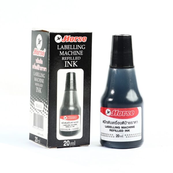 ตราม้า หมึกเติมเครื่องตีป้ายราคา สีดำ ขนาด 20 ซีซี