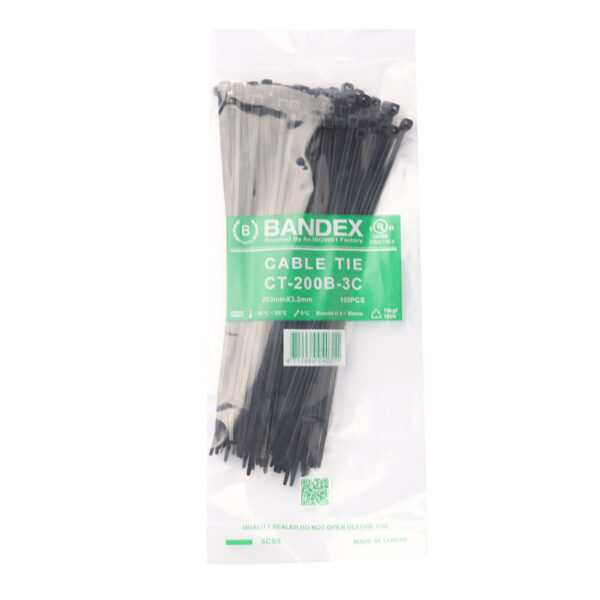 CT-200B-3Cเคเบิ้ลไทร์ 8"ดำ(100เส้น/PACK)
